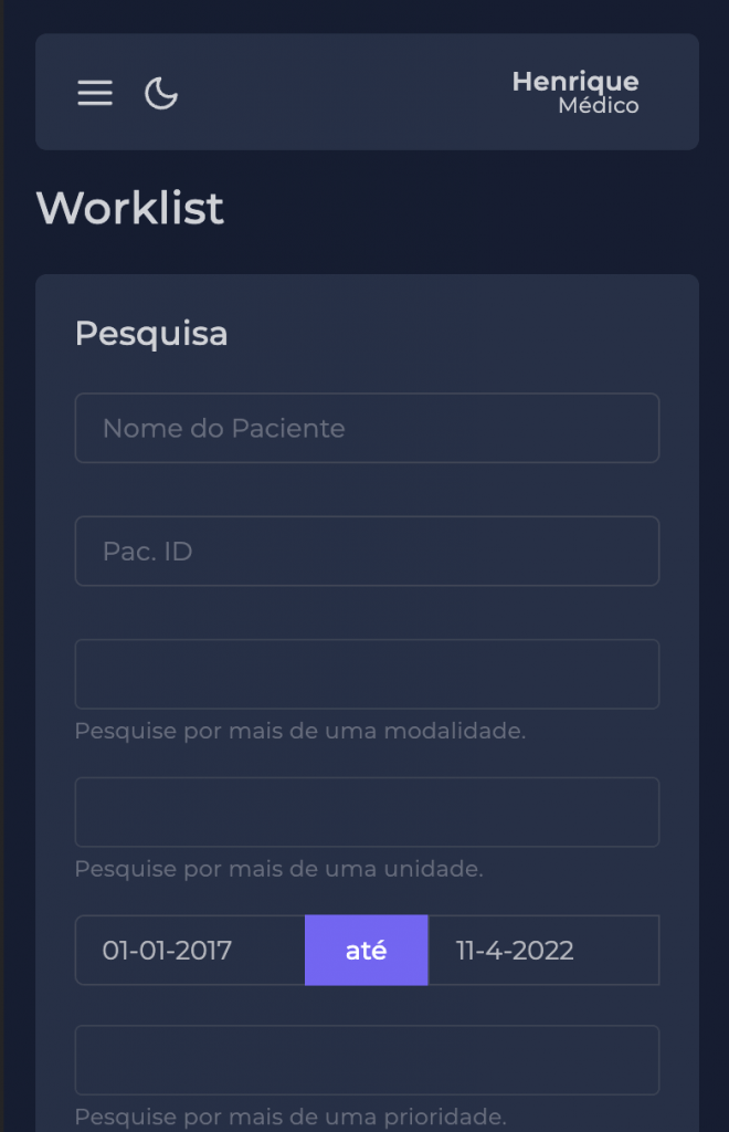 Worklist PacsMed Mobile